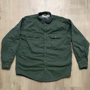 LL bean flannel lined work shirt heavy button down rugged mens large